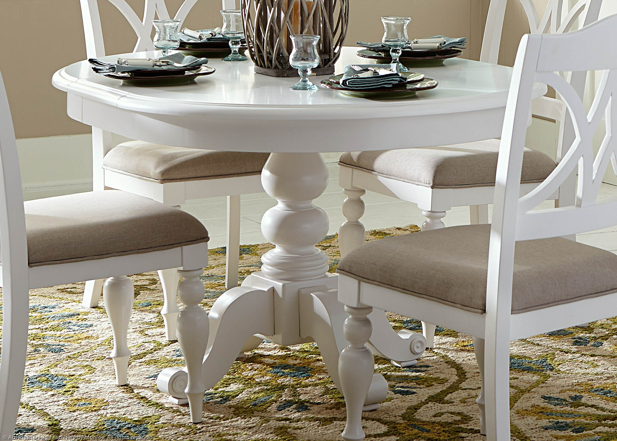 Hamptons Cottage Casual Table Pic 1(Heading Round Pedestal Table)